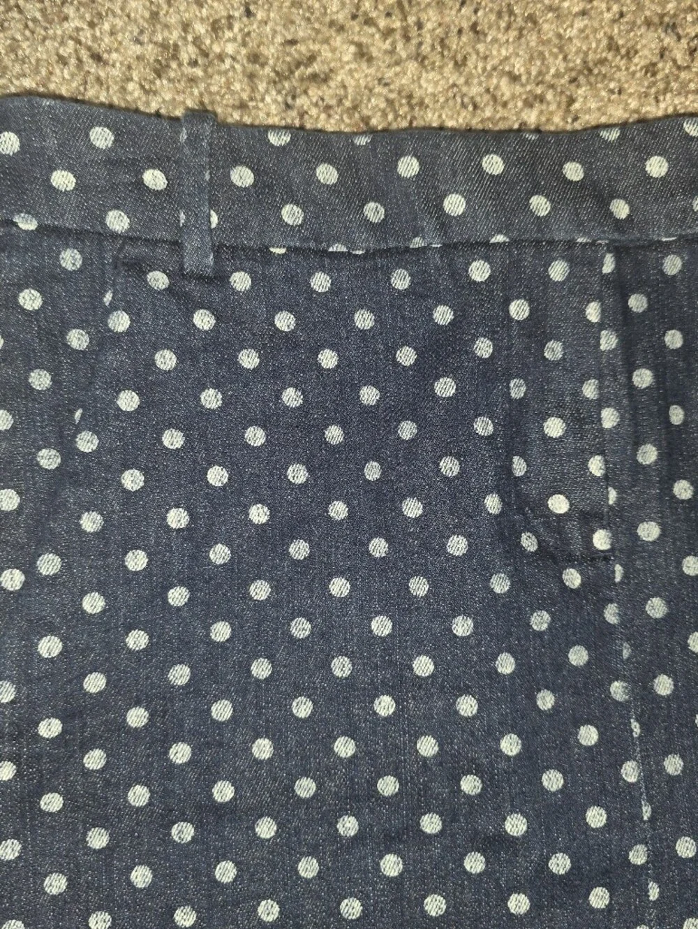 J CREW Dark Blue Polka Dot Denim Skirt Size 0